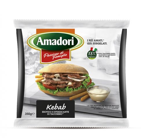 Menabò, agenzia di comunicazione a Forlì, per la linea “I più amati, già surgelati” di Amadori” - Packaging busta 350gr kebab