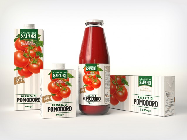 Menabò, agenzia di comunicazione a Forlì per Fruttagel - Packaging passata di pomodoro