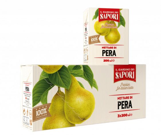 Menabò, agenzia di comunicazione a Forlì, per la linea “Giardino dei Sapori” di Fruttagel - Packaging blister 200 ml pera