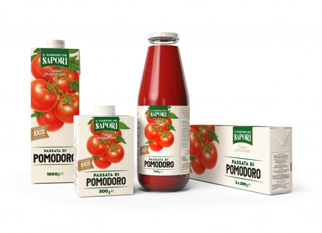 Menabò, agenzia di comunicazione a Forlì, per la linea “Giardino dei Sapori” di Fruttagel - Packaging passata di pomodoro